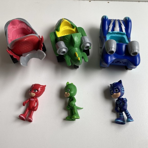 Pj Mask Figures and‎ Toy Lot 3 Vehicles Catboy, Owlette, Gekko - Picture 3 of 5